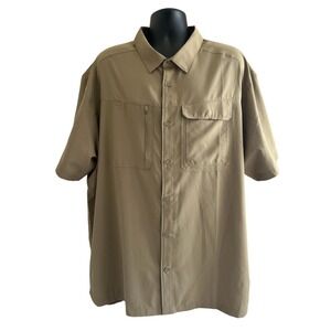 Men's Under Armour HeatGear Fishing Shirt 3XL Vented Utility Button Up Khaki